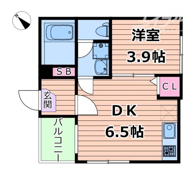 シャルマン相川(1DK/3階)の間取り写真