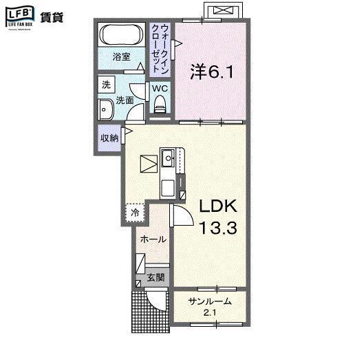 ゼファーII(1LDK/1階)の間取り写真