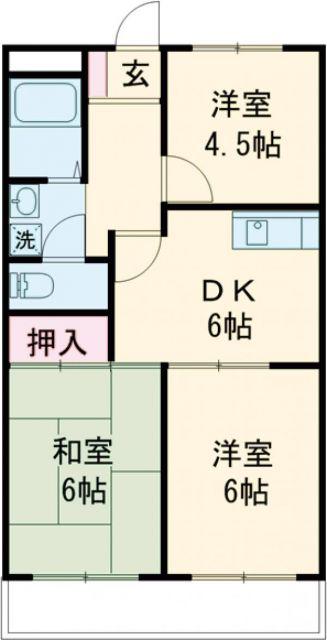 ピアパープル(3DK/2階)の間取り写真