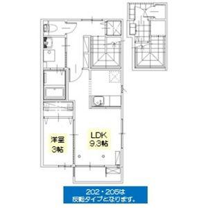ウィンドワード(1LDK/2階)の間取り写真
