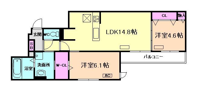 O-CREST池田桃園(2LDK/1階)の間取り写真