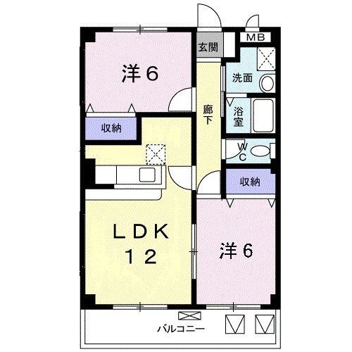グランロード(2LDK/4階)の間取り写真