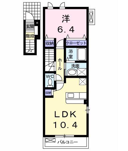 フルール セゾン II(1LDK/2階)の間取り写真
