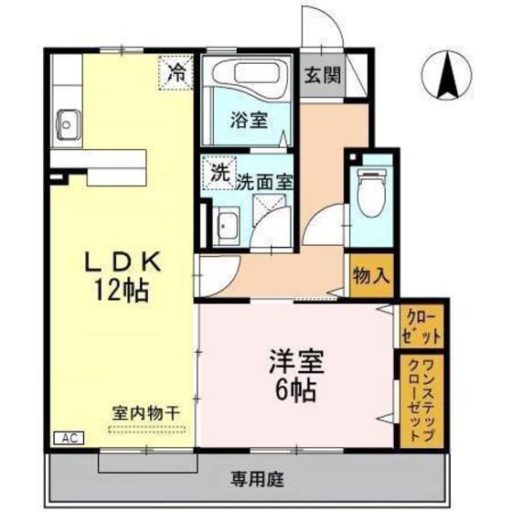D-ROOM 戸出I B棟(1LDK/1階)の間取り写真