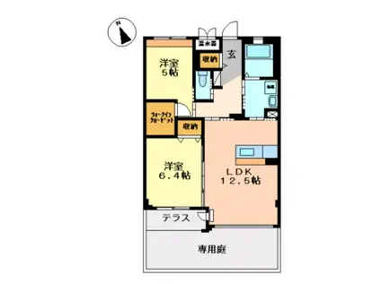 アリビオ(2LDK/1階)の間取り写真