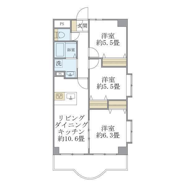 西船橋スクエアガーデン(3LDK/5階)の間取り写真
