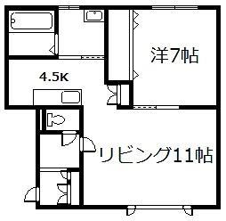 グランビュー本町(1LDK/1階)の間取り写真