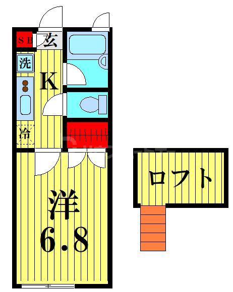 パレス東松本(1K/2階)の間取り写真