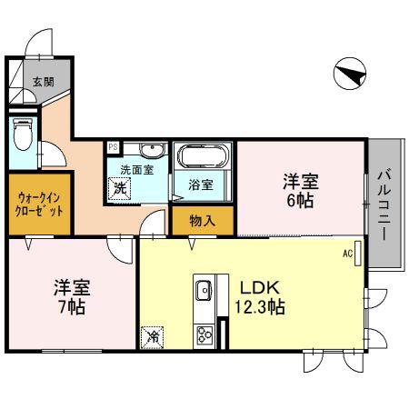 ノース COAST(2LDK/3階)の間取り写真