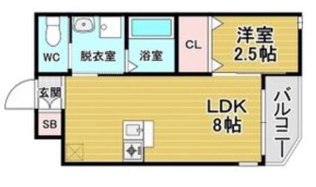 リアコート関大前II(1LDK/3階)の間取り写真