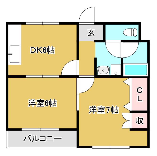要VIIマンション(2DK/3階)の間取り写真