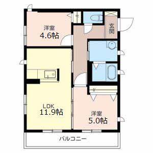 シャーメゾンソレイユ(2LDK/2階)の間取り写真