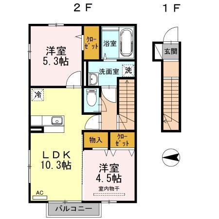 LUPINUS HY A棟(2LDK/1階)の間取り写真
