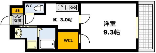 ロアール楠木(1K/2階)の間取り写真