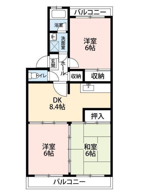 ロイヤルグリーン八千代(3DK/3階)の間取り写真