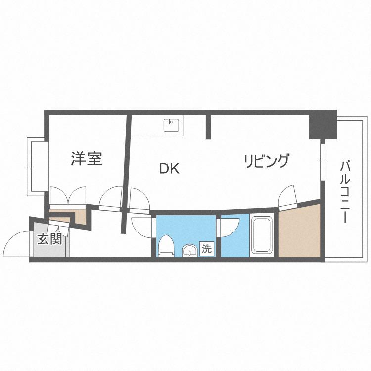 URBAN FLATS中之島(1LDK/5階)の間取り写真