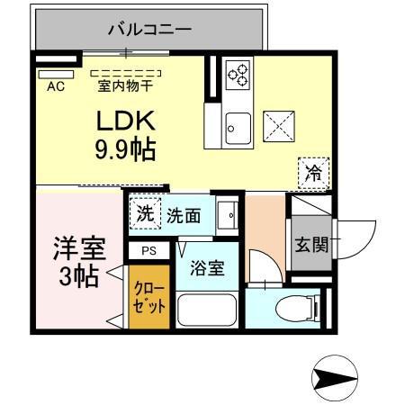 デア ベア一(1LDK/1階)の間取り写真