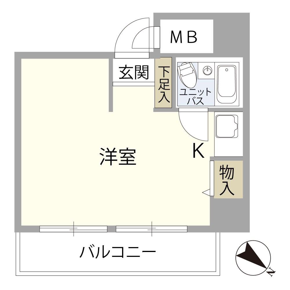 ライオンズマンション文京根津(ワンルーム/9階)の間取り写真