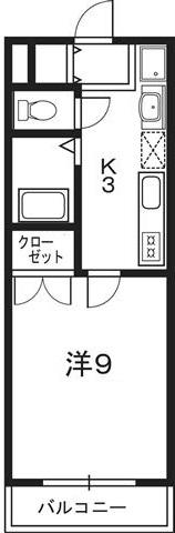 レジデンスのいち3(1K/4階)の間取り写真
