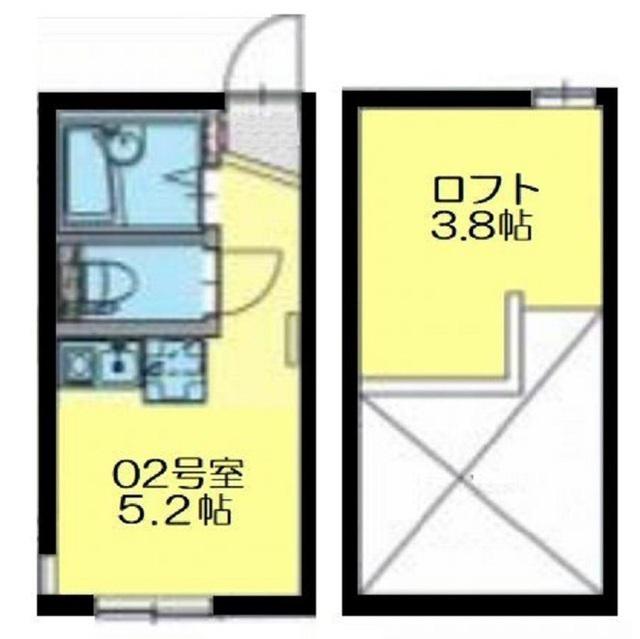 ドリームハウス(ワンルーム/2階)の間取り写真