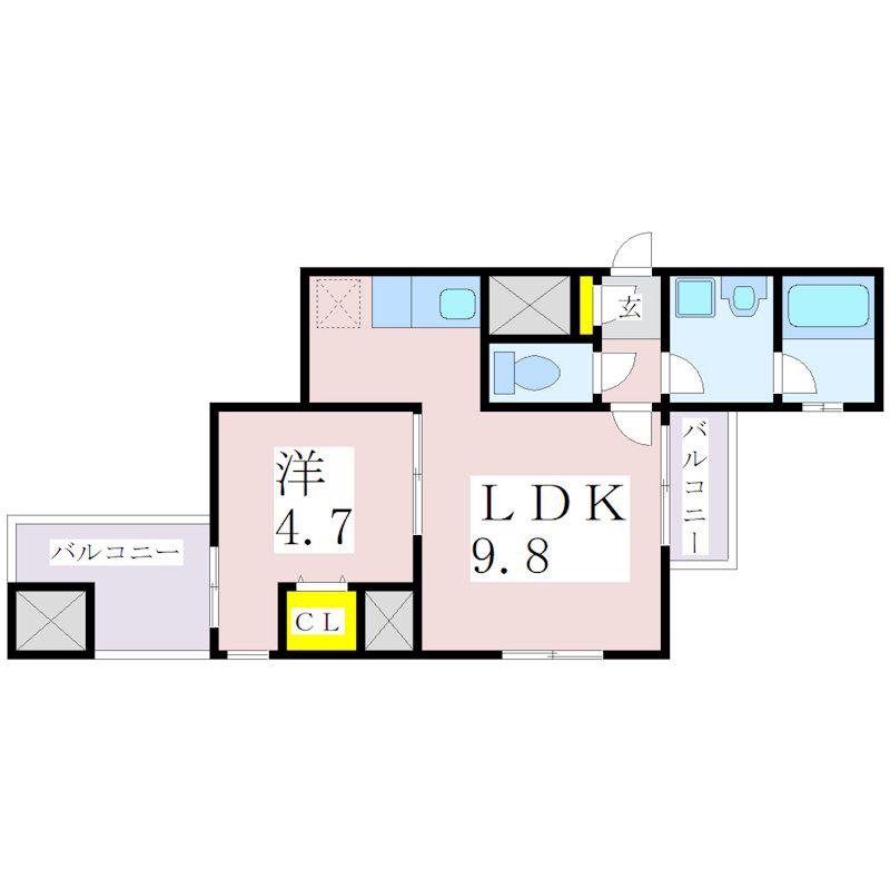 さくらヒルズ鴨池壱番館(1LDK/5階)の間取り写真