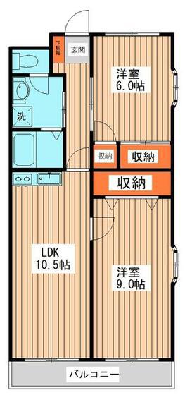 サンシティ(2LDK/9階)の間取り写真