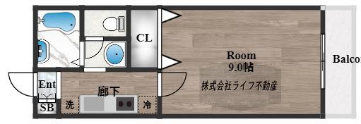 FRIENDS24 A棟(1K/2階)の間取り写真