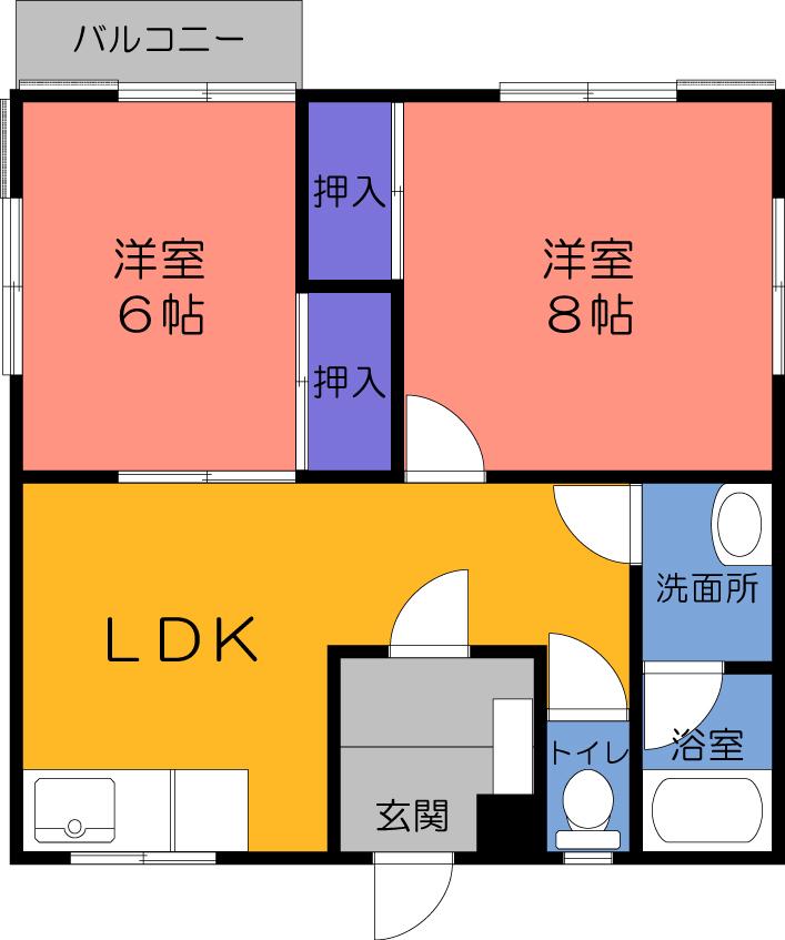 新橋壱番館(2LDK/2階)の間取り写真