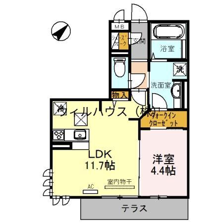 LALUCETY(1LDK/1階)の間取り写真