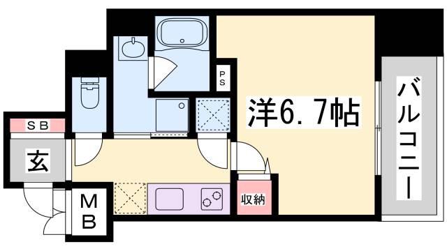アドバンス神戸アルティス(1K/2階)の間取り写真