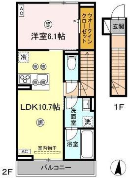 ヌオーヴォチッタ(1LDK/2階)の間取り写真