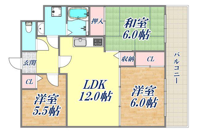 アルカディア武庫之荘東(3LDK/6階)の間取り写真