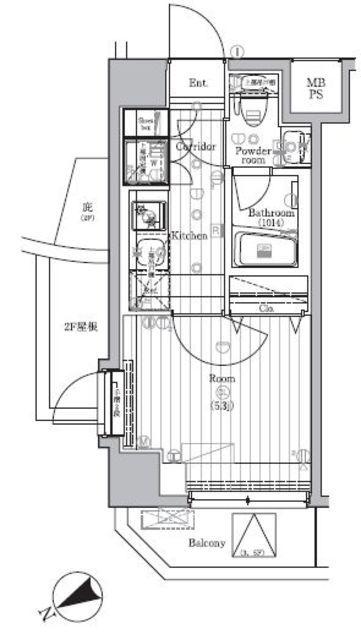 PREMIUM CUBE 新中野(1K/2階)の間取り写真