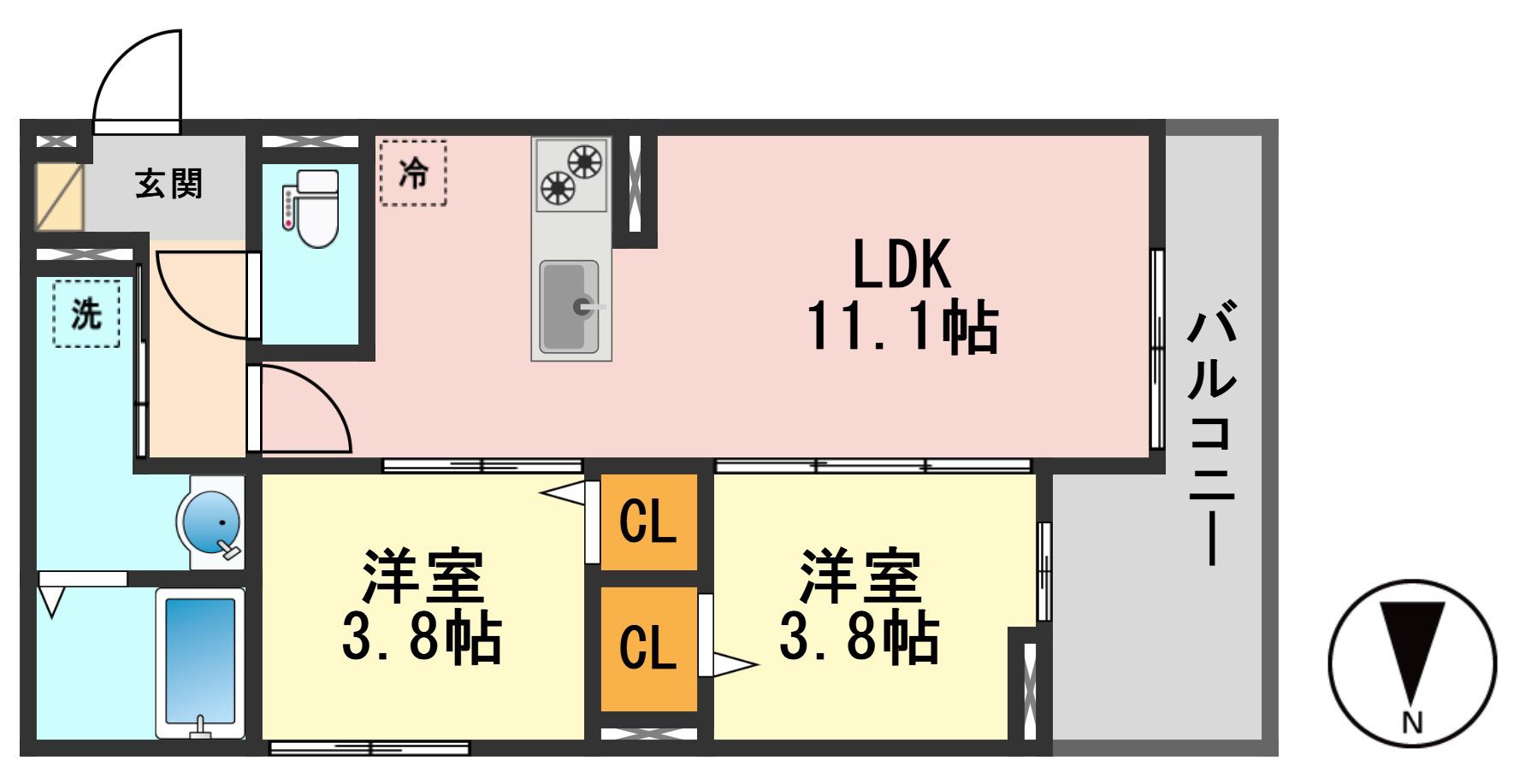 セレスティア新小岩(2LDK/3階)の間取り写真