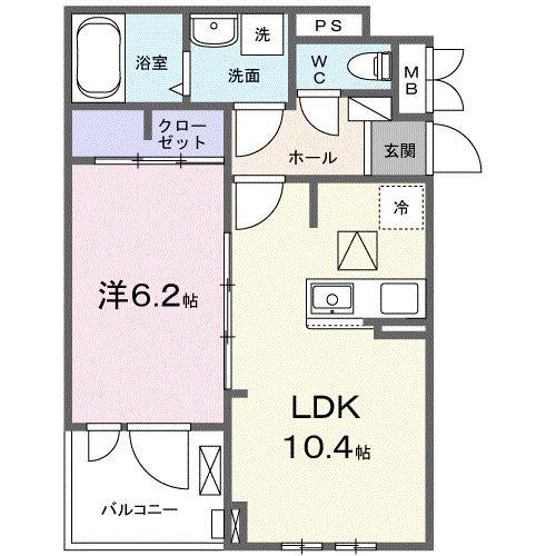 ラヴィエールI(1LDK/1階)の間取り写真