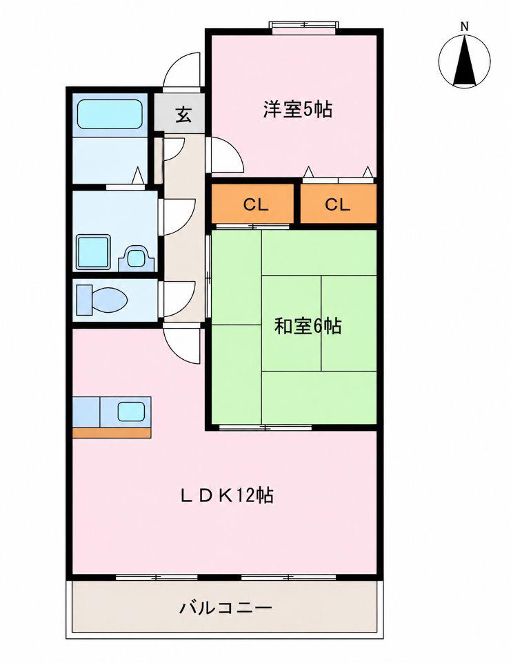 フィールドゴッド21B(2LDK/1階)の間取り写真
