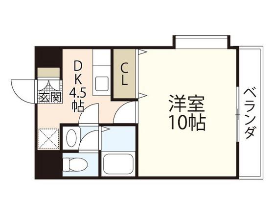 セレブ洋(1DK/2階)の間取り写真