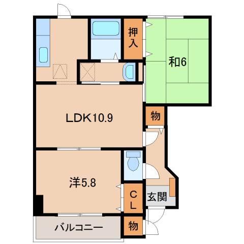 メゾン・ラ・ロッシェル(2LDK/1階)の間取り写真