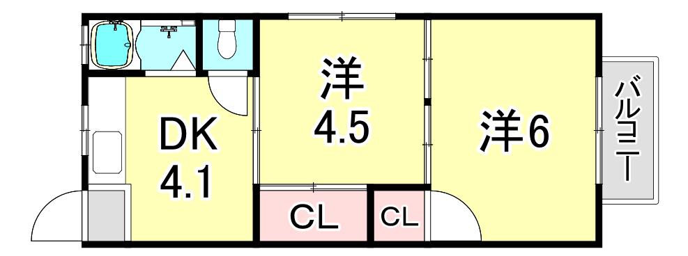 笠屋荘(2DK/2階)の間取り写真