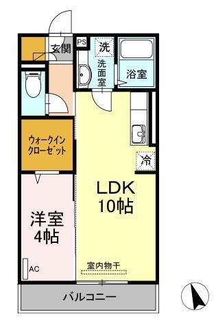 スリー・スターIII号館 A B(1LDK/3階)の間取り写真
