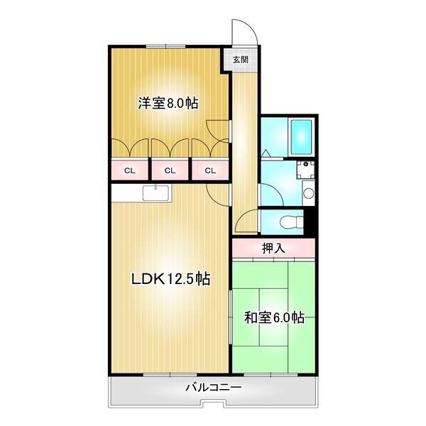 スタスィオン滝ノ水(2LDK/2階)の間取り写真