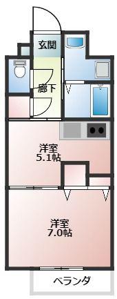 際波フォレストウインズ(1DK/4階)の間取り写真