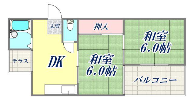 玉屋マンション(2DK/3階)の間取り写真