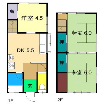 仲田ハイツ(3DK/1階)の間取り写真