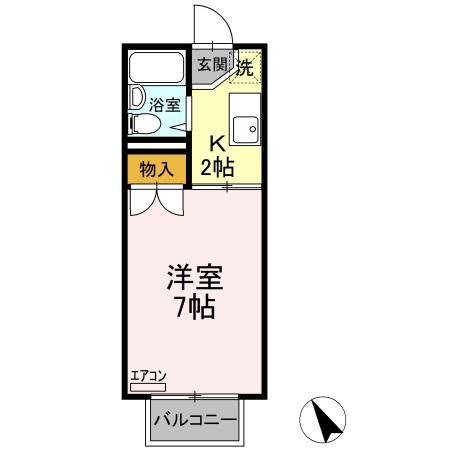 ヴィラ中山 A棟(1K/2階)の間取り写真