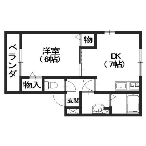 ハイムISHIDA(1DK/1階)の間取り写真