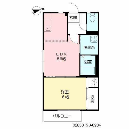 ファミールオランジュ(1DK/2階)の間取り写真