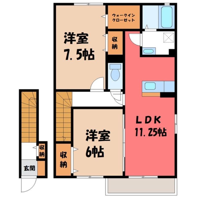 サンファーストA棟(2LDK/2階)の間取り写真