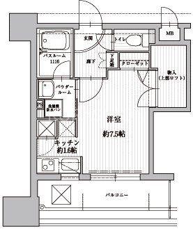 アクタス天神北(ワンルーム/4階)の間取り写真