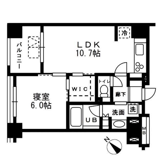 レジディア日本橋浜町(1LDK/6階)の間取り写真